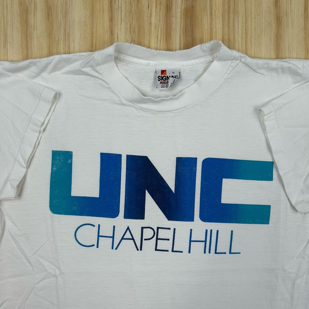 Vintage 90's White UNC CHAPEL HILL T-SHIRT Women's L Boxy Single Stitch